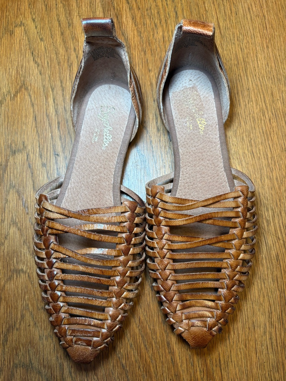 Seychelles Brown Woven Leather Huarache Flats Size 8
